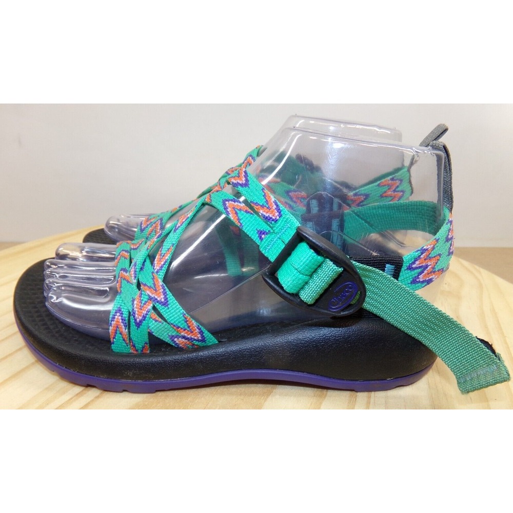Chaco ZX1 EcoTread Sandals Youth Kids Size 4‎ Green Orange Purple Outdoor Hiking